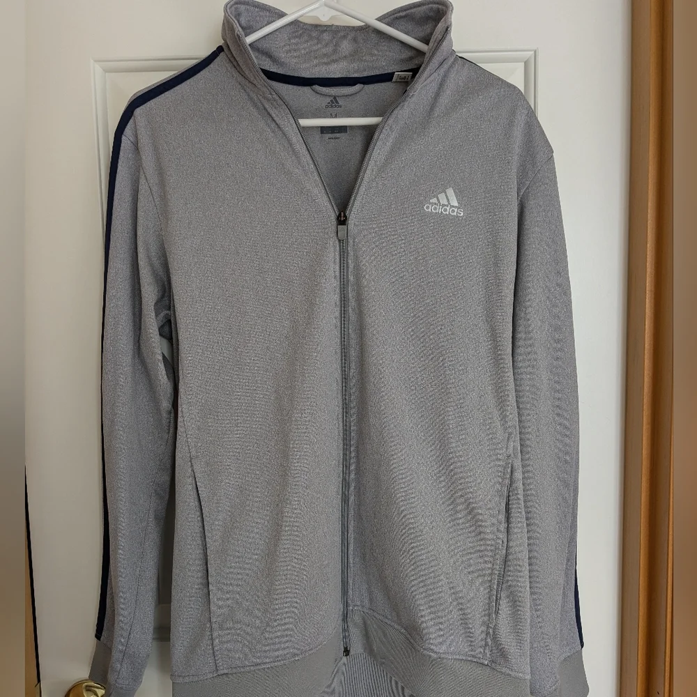 Adidas's Gray 3 Stripe Zip Up Track Jacket - Picture 1 of 3